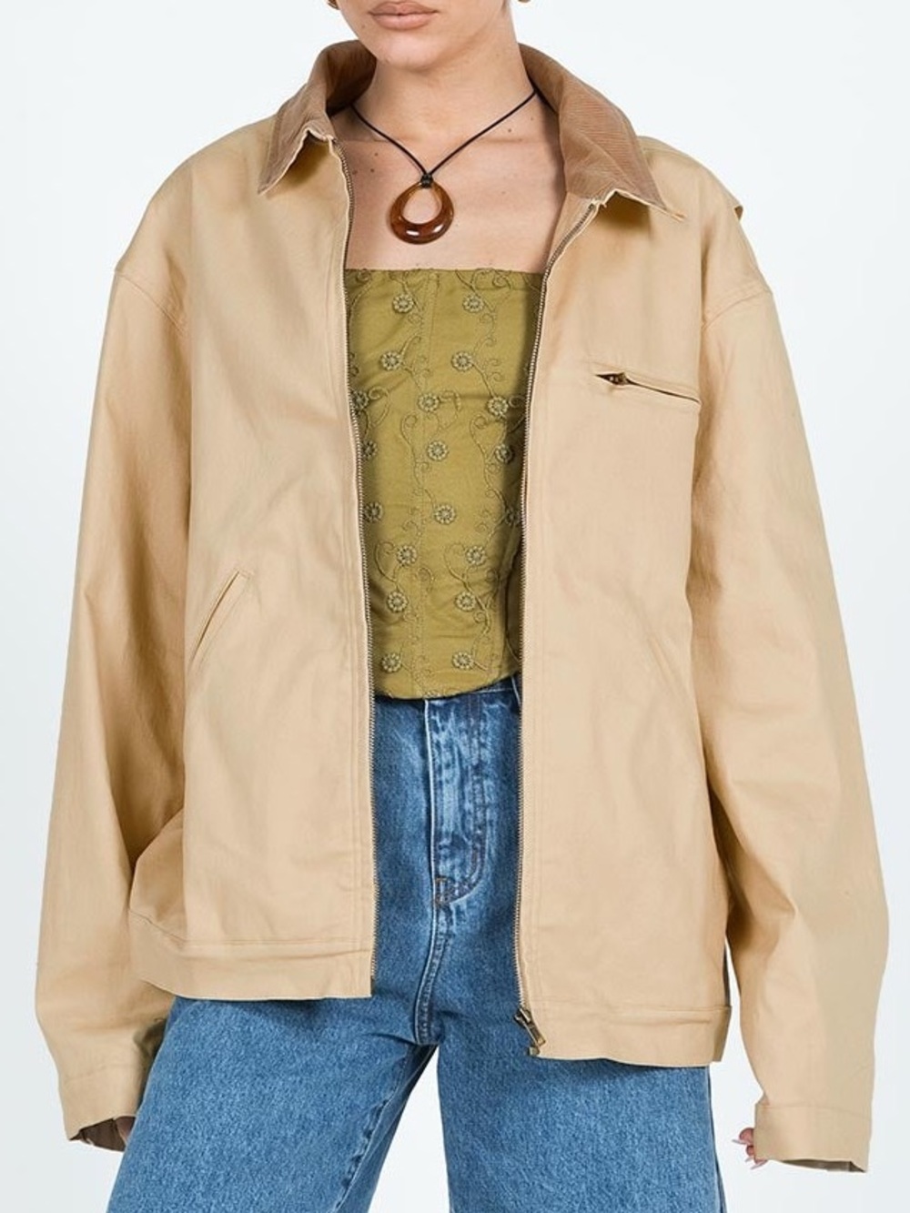 Princess Polly Springer Jacket Beige Tan Barn Jacket Size 8 NEW Fall Autumn